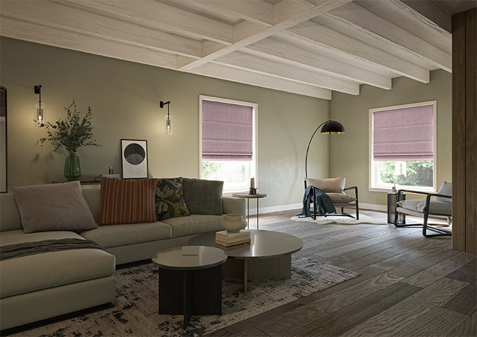 Delicate Chevron, Maroon - Roman Blind - Image 6